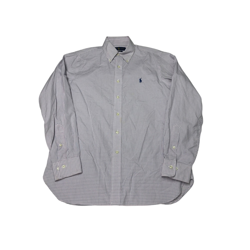 Polo Ralph Lauren Tattersall Check Shirt Mens 15.5 34/35 Pink Blue FLAW